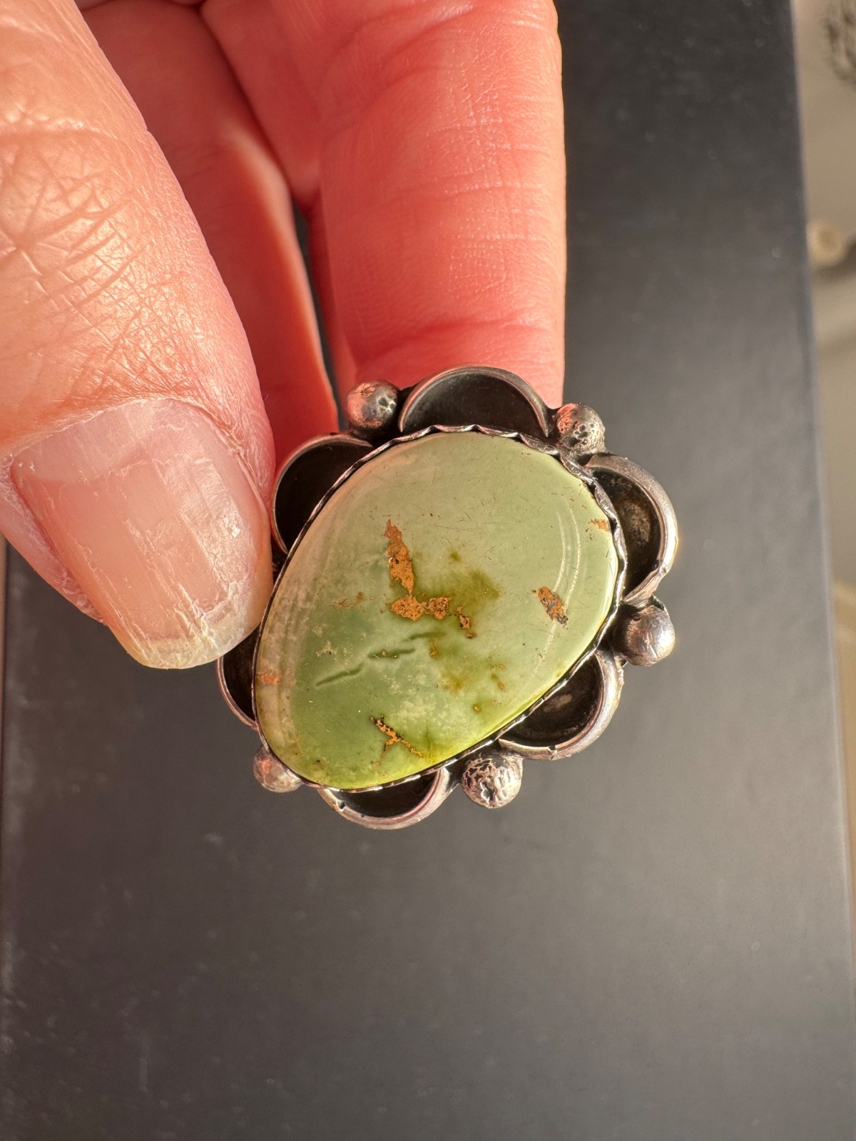 Green Jasper Statement Ring Sterling Silver Artis… - image 2