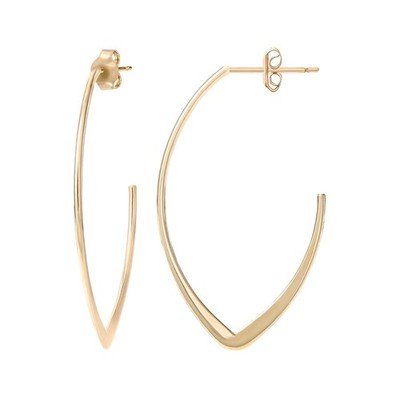 Brillanter edler Schmuck Damen Ohrringe 14K Gelbgold Navette Flachdraht