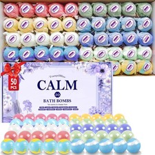 Bath Bombs for Women, 50 PCS Set with 10 Rich Scents, Natural Bubble Bathbomb