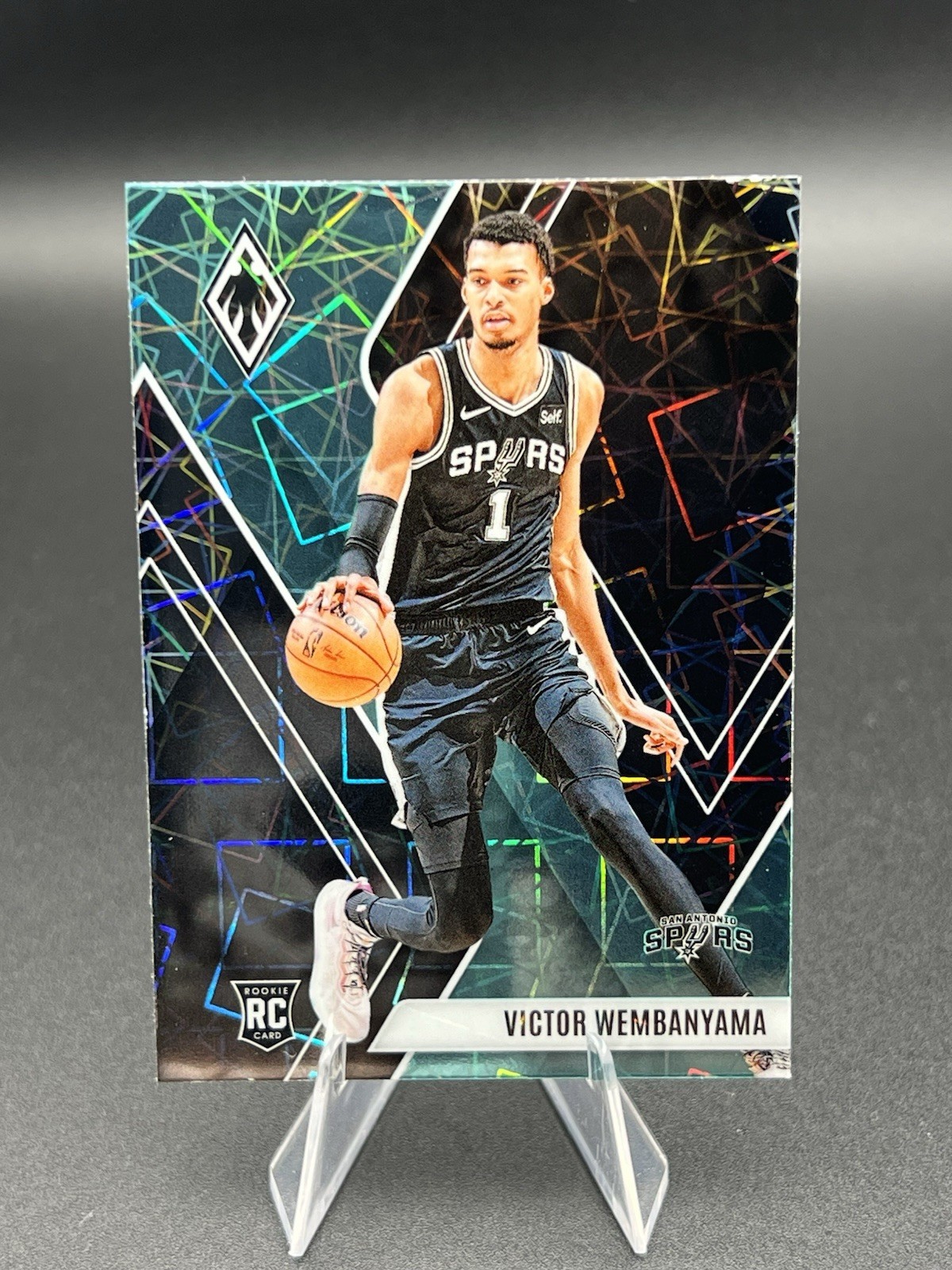 2023 Panini Phoenix #256 VICTOR WEMBANYAMA RC TEAL LAZER ROOKIE SPURS