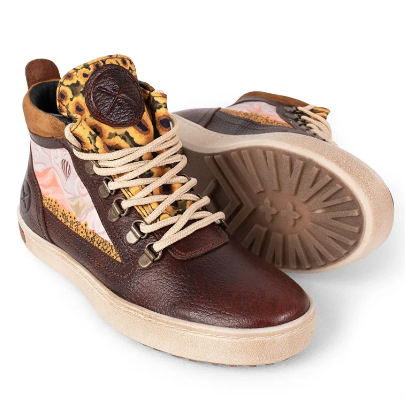 Inkkas Ray Camping Boots Brown Pebbled Distressed Leather Womens 6 EU 37