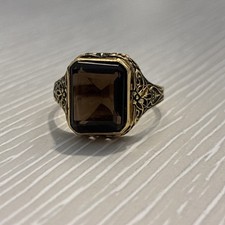 Gold And Smoky Quartz Gemstone Ring