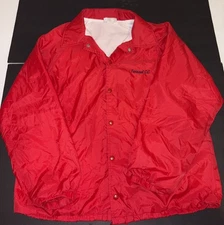 Vintage Hartwell Windbreaker Jacket Mens L Button Basic Red Made In USA 80's