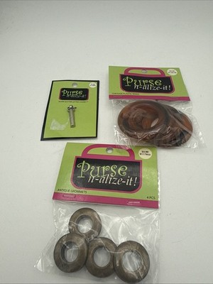 PURSE N-Alize-It! Grommets Tortoise Plastic Rings And Letter Charm Crafts