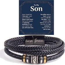 To My Son Gift for Son Bracelet Love from Mom, Dad Forever Birthday, Graduation