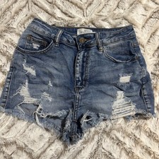 Windsor Women's Blue Denim Shorts Size Small Distressed Raw Hem Stretch Nice