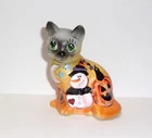 Fenton Glass Frosty Halloween Sitting Cat Figurine Ltd Ed #13/22 K Barley