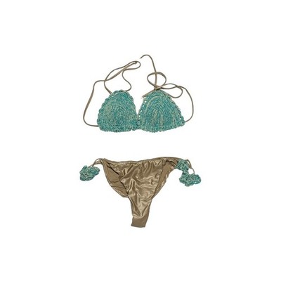 EFFEKT F**K Bikini Kostüm 2-teilig Triangel Schnürung verstellbar gehäkelt Damen Gr. L