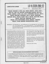 Historical book Lube Order for Truck, Chassis, 5 Ton, 6x6, M809 series, 1983