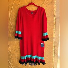 NWT Gabby Skye Vibrant Red Bell Sweater Dress Size Large