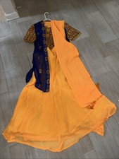 Salwar Kameez 4 Piece Indian Party Wear Yellow  Blue