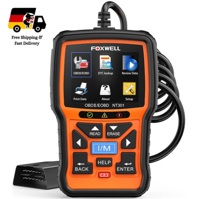 FOXWELL NT301 OBD2 Diagnosegerät Auto mit 10 OBD-Modi, 2,8'' Display, I M-Test