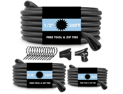 Kit de funda protectora para cableado eléctrico automotriz, 30 ft negro.