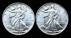 Two US 1943 P Walking Liberty Silver Half Dollars Silver BU 50C (2pcs)