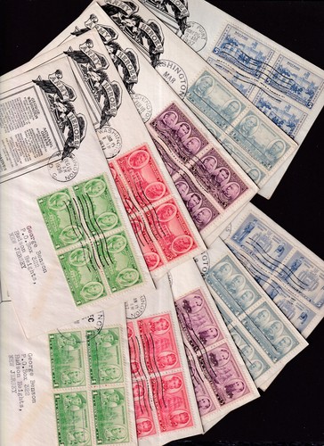 1937 Army Navy Sc 785-796-6 FDCs matched Anderson cachets blocks CV $90+ (SB