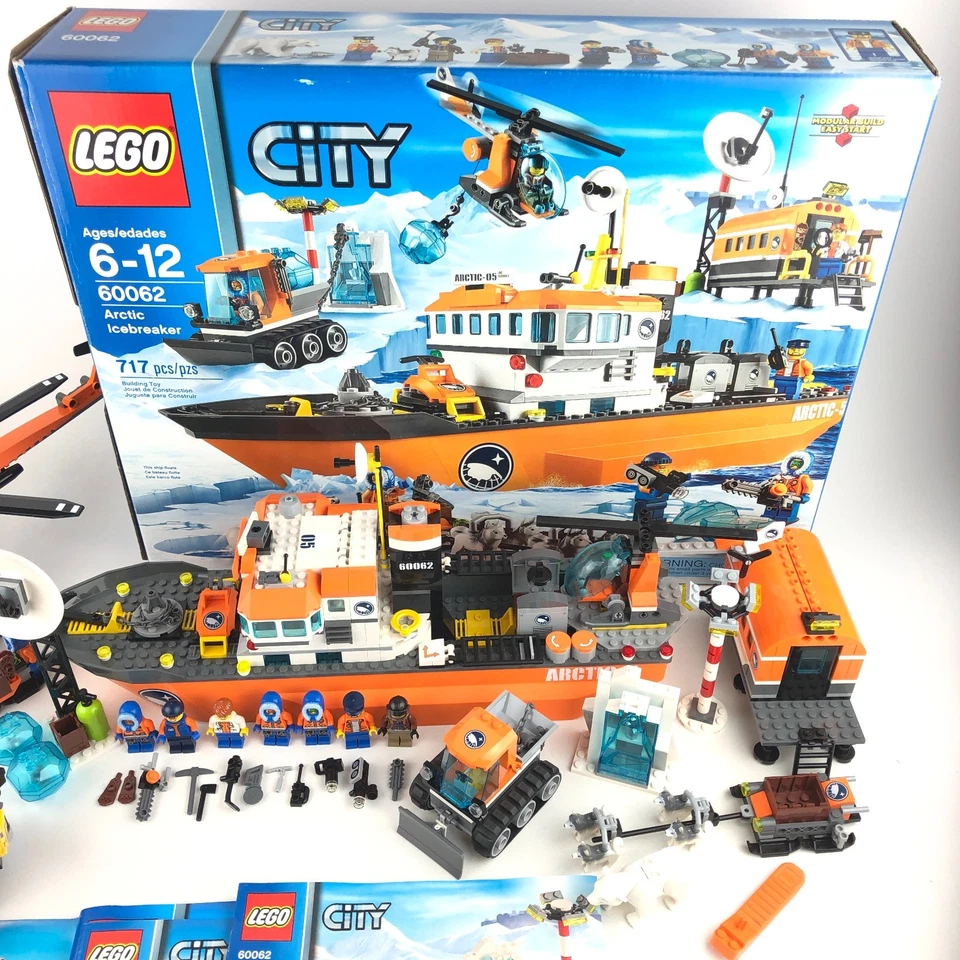 LEGO City Arctic Icebreaker 60062 Helicrane 60095 & Ice Crawler 60033 Manual Box - Image 2 of 4