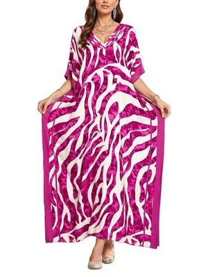 NFVNKJ Plus Size Mumu Dresses for Women - Boho Batwing One Size, Pink Zebra 