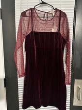 BCBGeneration Burgundy Velvet Elegant Dress (...