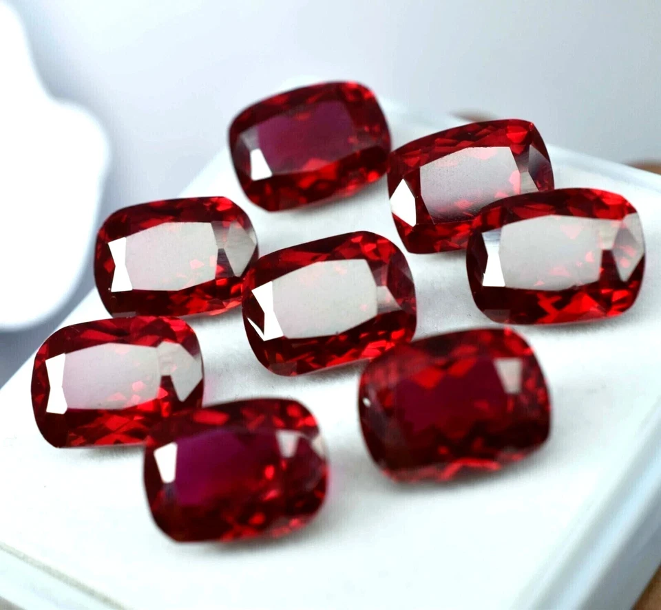 Natural Certified 200 Ct Burmese Red Ruby 16-20 Pcs Loose Cushion Gemstone Lot - Image 3 of 4