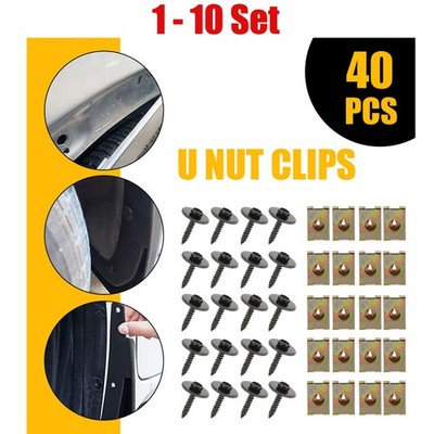 40-400pcs Car Metal U Screw Body Fender Nut Bumper Retainer Clips Fit Fastener