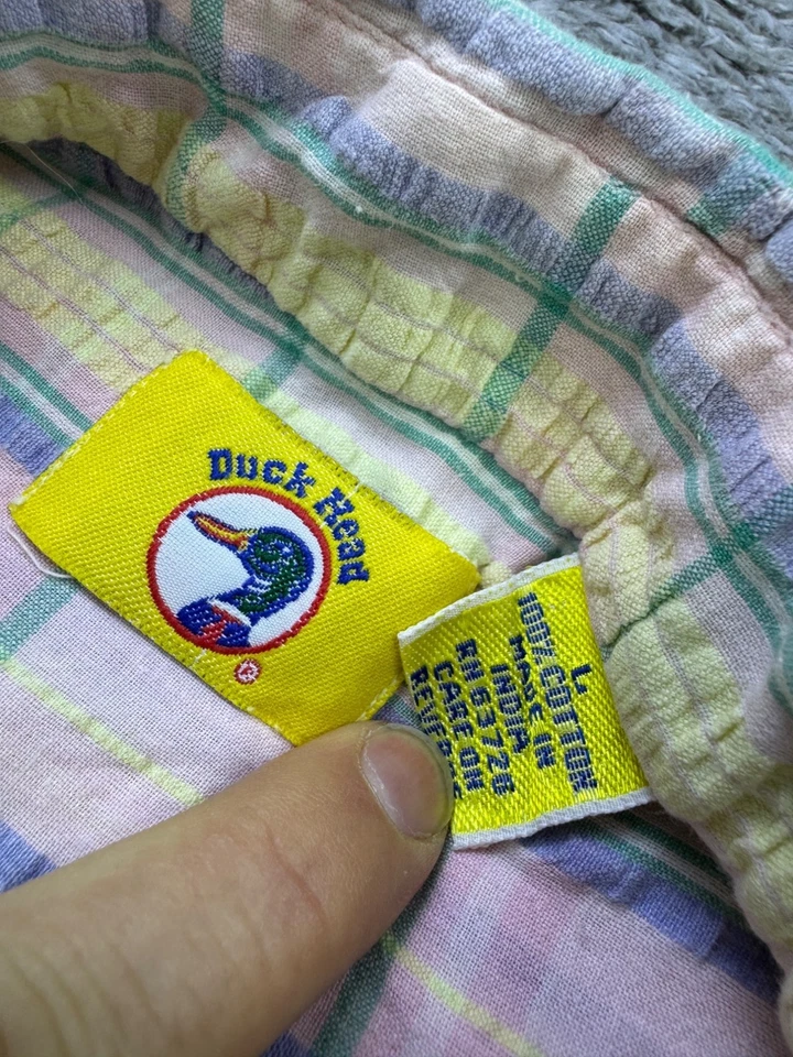 Duck Head Shirt Men Medium Pink Plaid Seersucker Long Sleeve Button Down Preppy - Image 3 of 4