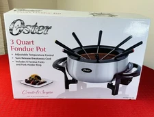Oster 3 Quart Fondue Pot Set – Adjustable Temperature, Non-Stick - Forks - NEW!