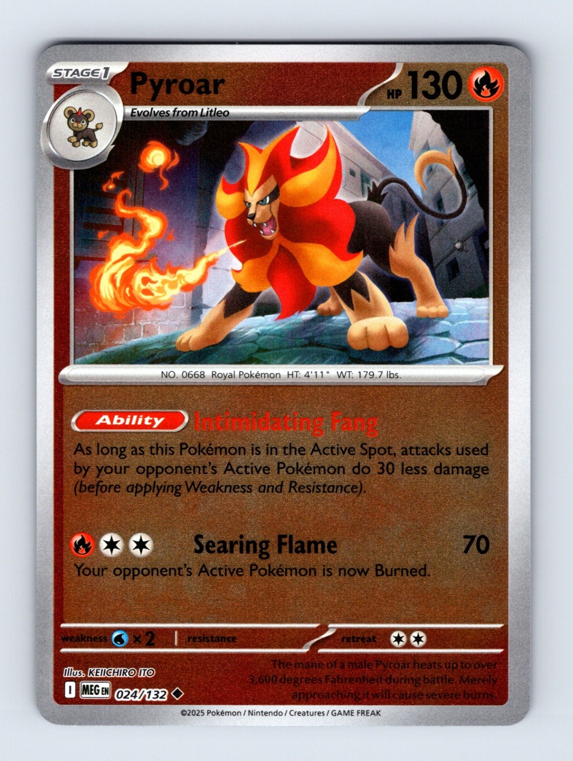 Pyroar - Mega Evolution 024/132 - Reverse Holo - Uncommon - NM - Pokémon TCG