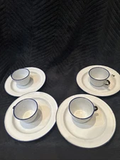 Vintage Ker Sweden Metal Enamelware Child's Plate & Cup. Set Of 4