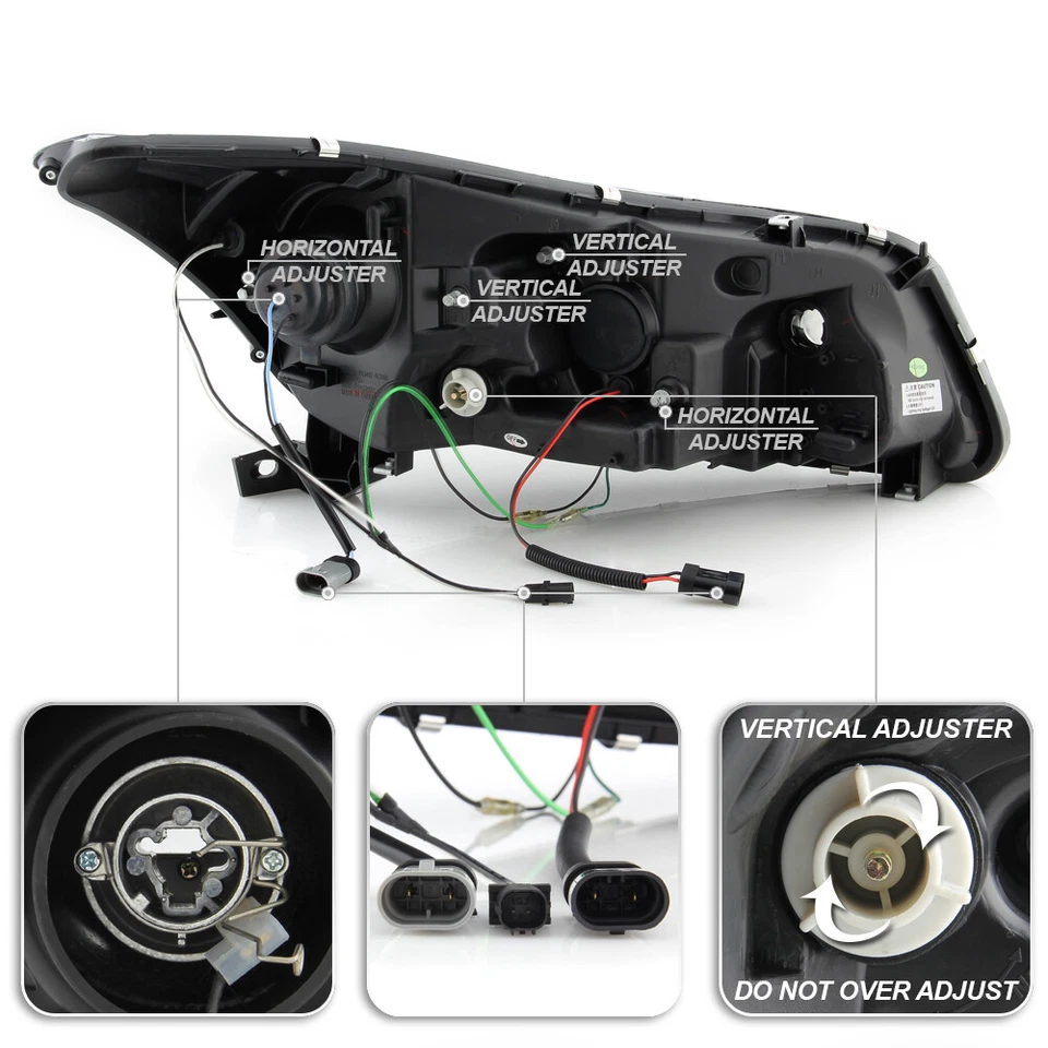 For Black 2008-2012 Honda Accord 4Dr Halo Projector Headlight w/LED Running Lamp - Imagem 4 de 4