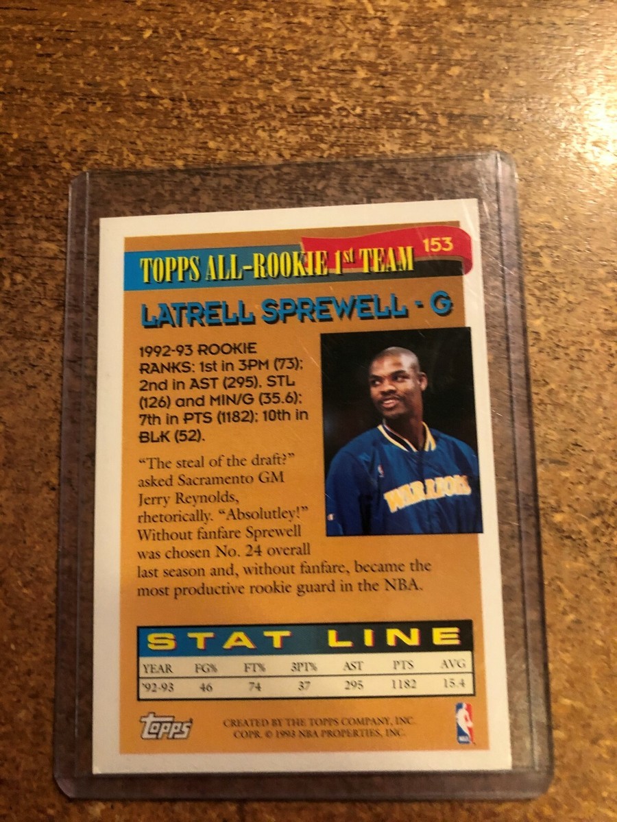 1993-94 Topps Gold Basketball # 153 Latrell Sprewell All Rookie