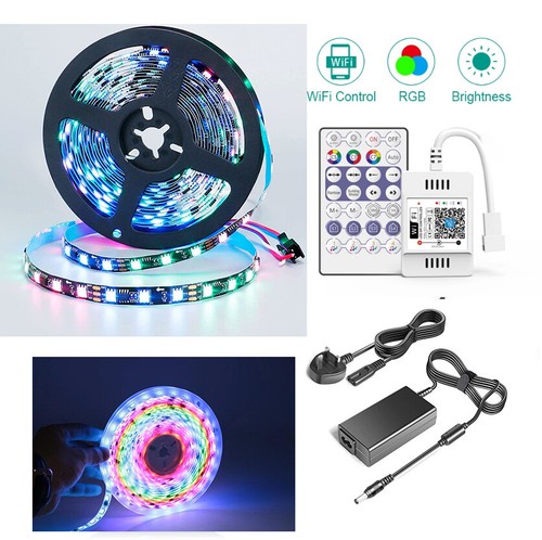 15m 5050 RGBIC LED Strip 24V Waterproof Kit WiFi App Alexa Home Control WS2811 - Afbeelding 1 van 19