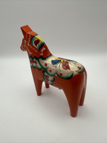 Nils Olsson Swedish Miniature Red Hand Painted Wood Folk Art Dala Horse Figurine - 第 4/7 張圖片