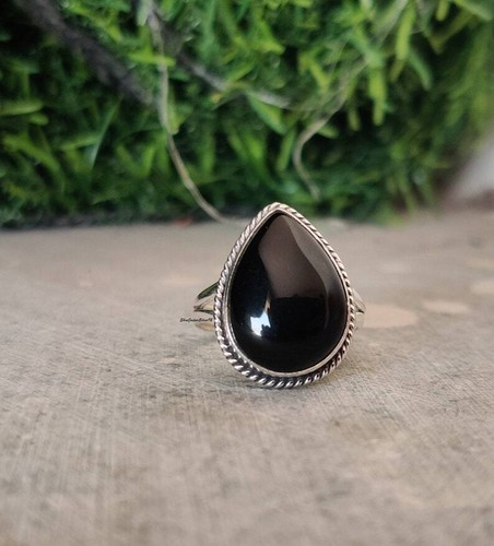 Black Onyx Gemstone Ring 925 Sterling Silver Ring Statement Handmade Jewelry G10