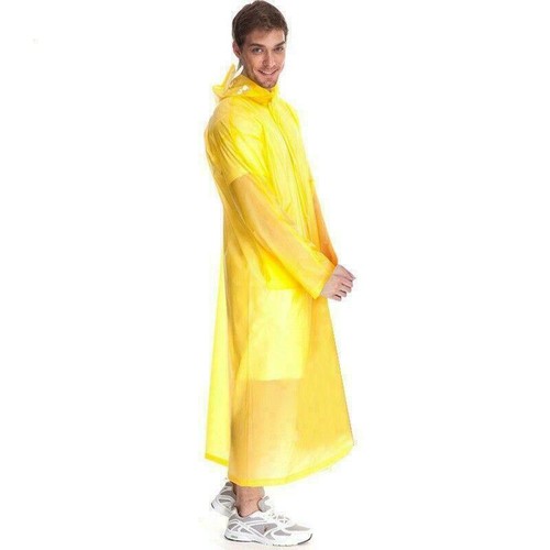 Women Men Waterproof Jacket Clear PVC Raincoat Rain Coat Hooded Poncho Rainwear - Picture 4 of 7