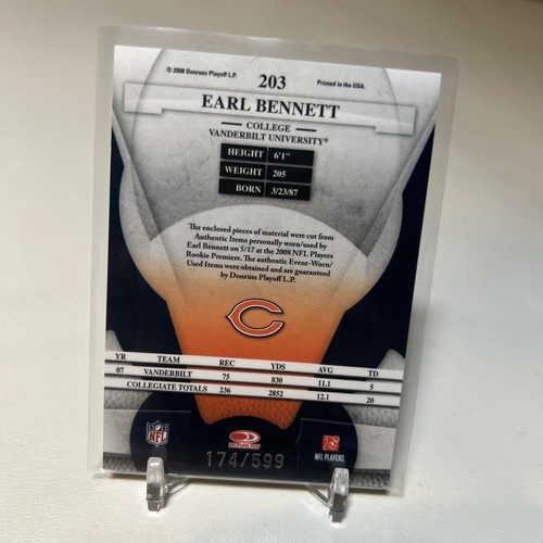 2008 Leaf Certified Materials - Freshman Fabric #203 Earl Bennett 174/599 - Picture 2 of 2