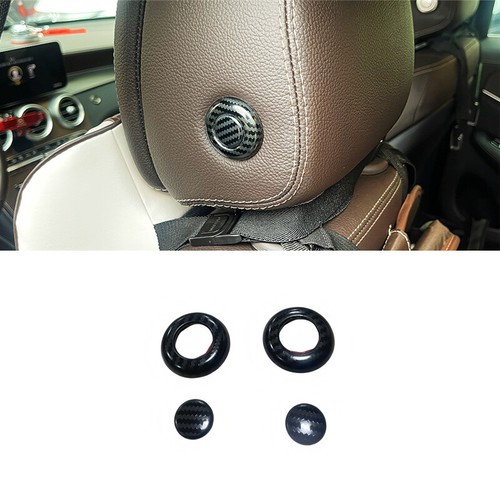 Silver Carbon Fiber Look Seat Headrest Button Cover For Benz E Class W213 16-23 - Picture 8 of 11
