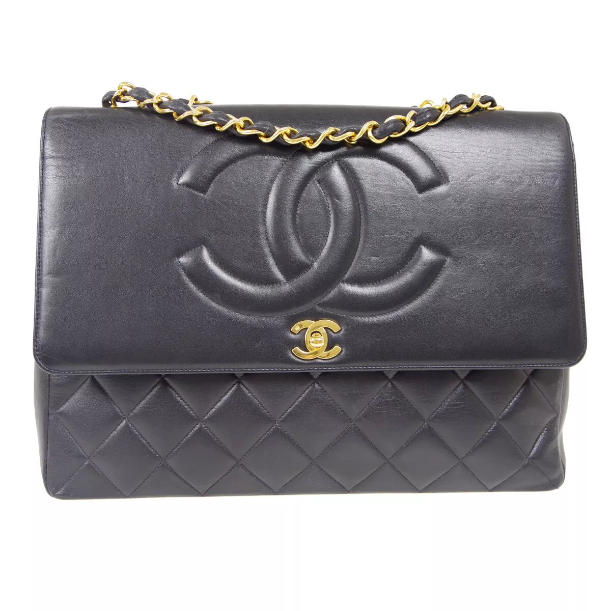 Chanel Black Lamb Jumbo Double Flap Gold - Vintage Lux