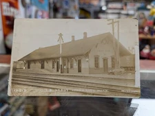 Real Photo Postcard RPPC Grand Trunk Railroad Depot Imlay City Michigan MI Pesha