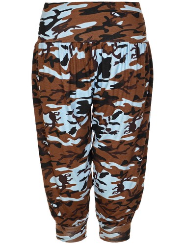 New Ladies 3/4 Cropped Camouflage Print Ali Baba Harem Pants Womens Trouser 8-16 - Picture 3 of 3