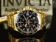 Invicta Men's 45mm Specialty Chronograph 18K Gold Plated Blue Dial SS Watch