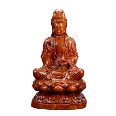 8/",China Buddhism Wood Carved GuanYin Kwan-yin Buddha Statue craft Goddess 20cm