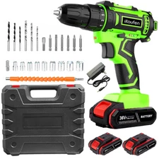 Drill Driver Cordless Electric Impact Wrench Gun Brush-less+2Battery&Charger YT