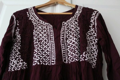 Pakistanischer Gr. XL Burgunder Salwar Kameez - bestickter 2-teiliger Damenanzug