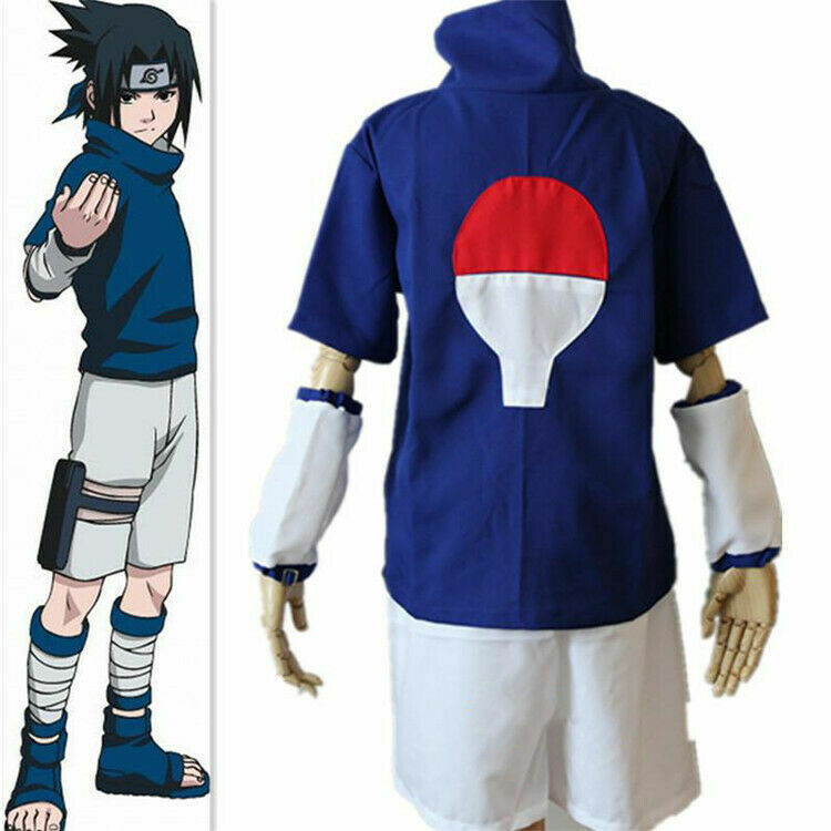 edição Uchiha Sasuke Cosplay Whole Set Vestuário Sapatos Headband Arma  Bloco de Fanny Leg saco Infância V1 Naruto Mens Halloween Outfit