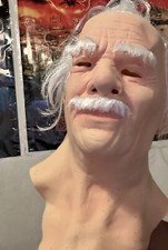 Old Man Mask Realistic Face Cosplay Halloween Full Head