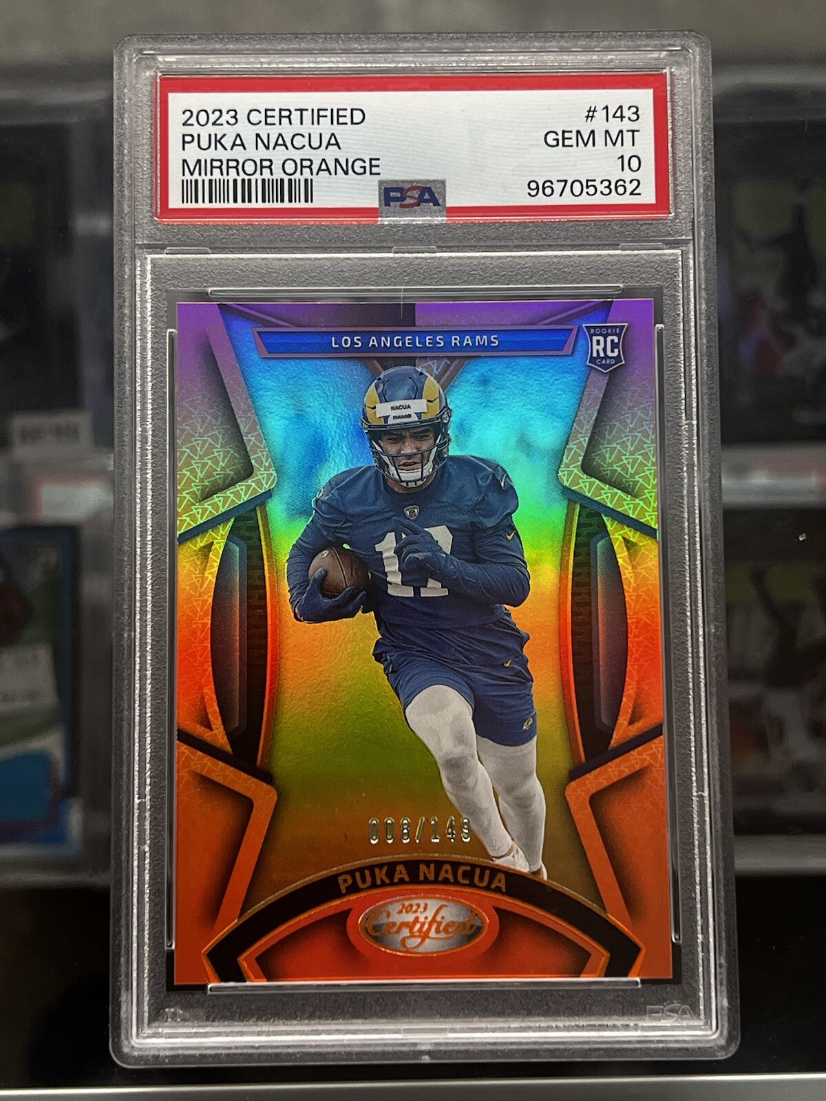 2023 Panini Certified Puka Nacua Mirror Orange Rookie Card /149 PSA 10 GEM MT