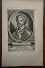 CHARLES DE GONTAUT DUC DE BIRON. PORTRAIT. ORIGINAL ENGRAVING. 1760