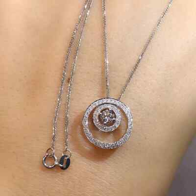 1.50Ct Lab Created Diamond Round Elegant Circle Pendant 14K White Gold Plated