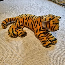 Vintage Dakin Lying Down TIGER Plush orange black stripes Stuffed Animal 18"