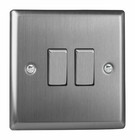 Varilight XT77D Brushed Steel 2 Gang Intermediate Rocker Switch Metal Rockers